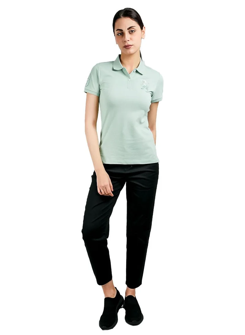 GIORDANO Women's Cotton Lycra 3D Lion Embroidery Polo