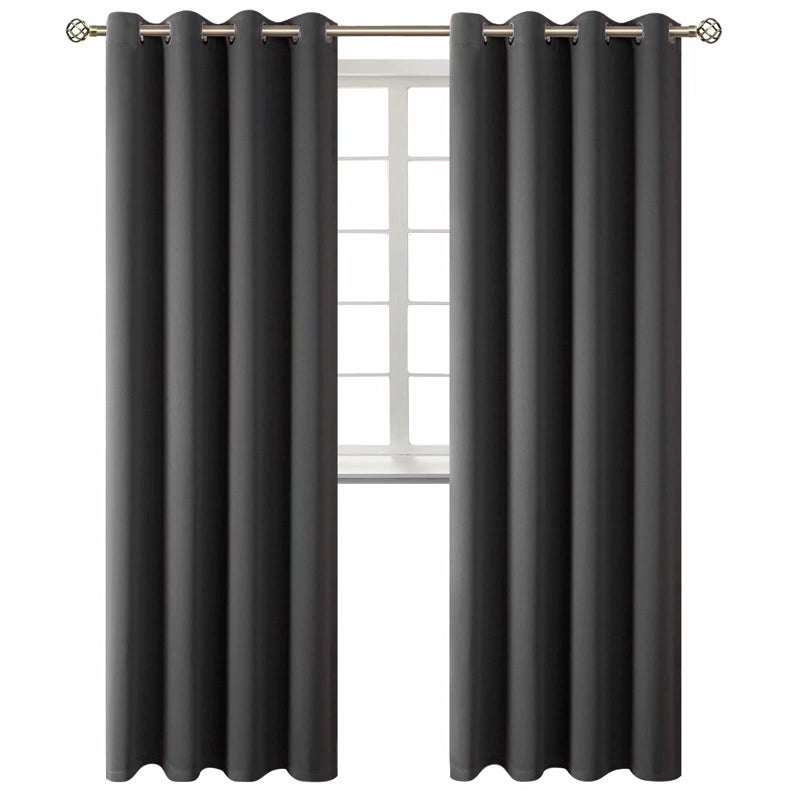 BGment Blackout Curtains for Living Room - Grommet Thermal Insulated Room Darkening Curtains for Bedroom  2 Panels of 52 x 95 Inch  Dark Grey - Image 1