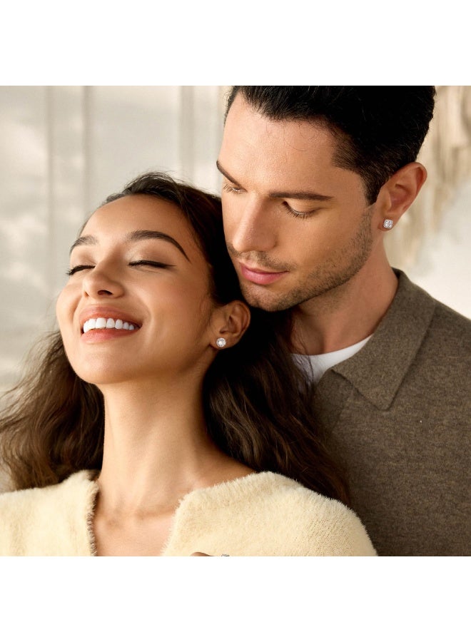 أقراط هالو مرصعة بالذهب عيار 8 قيراط، مطلية بالذهب عيار 8 قيراط، مرصعة بالزركونيا المكعبة، دائرية ومربعة الشكل، طقم أقراط مرصعة بالماس للنساء والرجال. - Image 3