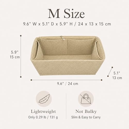 banbeln Purse Organizer Insert Felt Bag Organizer Handbag Tote Shaper Felt Material Soft and Non Damaging Bag BeigeM - Image 3