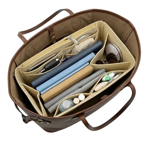 banbeln Purse Organizer Insert Felt Bag Organizer Handbag Tote Shaper Felt Material Soft and Non Damaging Bag BeigeM - Image 1