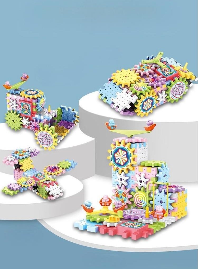 JUNYOUK 203 Pieces Electric Building Blocks Gear Toys Set Educational DIY Construction Plastic Building Blocks Toy Fun Learning Building Blocks Children Birthday Gift - Image 3