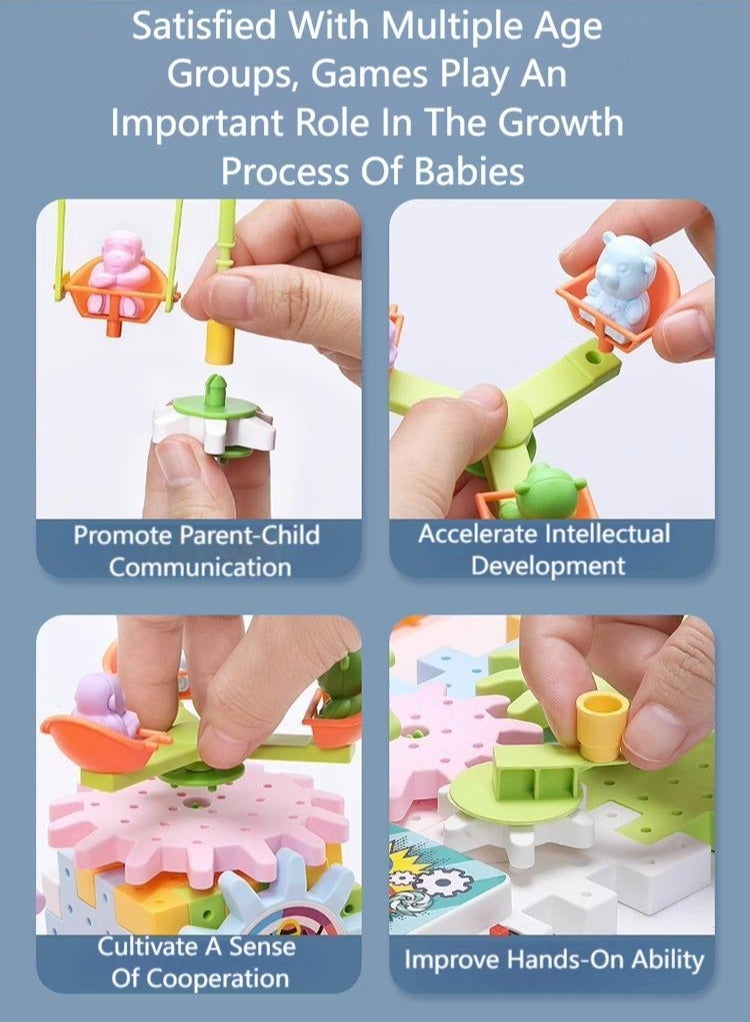 JUNYOUK 203 Pieces Electric Building Blocks Gear Toys Set Educational DIY Construction Plastic Building Blocks Toy Fun Learning Building Blocks Children Birthday Gift - Image 4