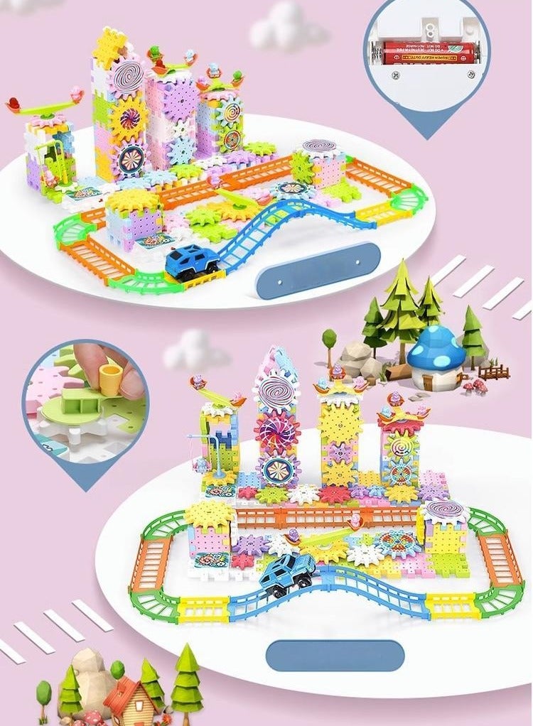 JUNYOUK 203 Pieces Electric Building Blocks Gear Toys Set Educational DIY Construction Plastic Building Blocks Toy Fun Learning Building Blocks Children Birthday Gift - Image 5