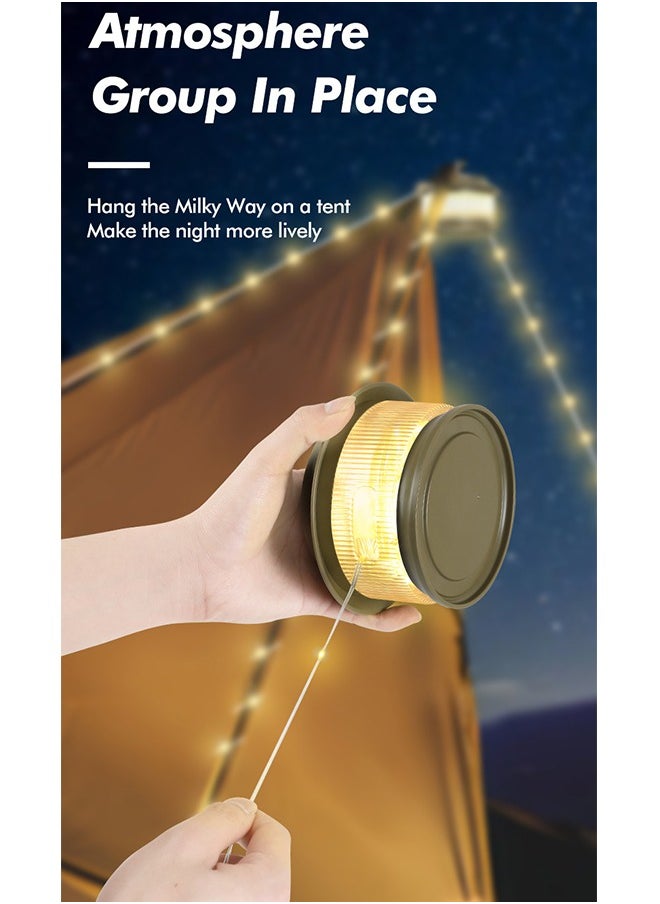 MVAQKLM  - LED Camping String Lights,20m Waterproof Outdoor Lights with 5 Lighting Modes,Rechargeable 3000mAh USB-C charging,2 in 1 Portable String Lights for Yard, Garden, Camping, Party - Image 1