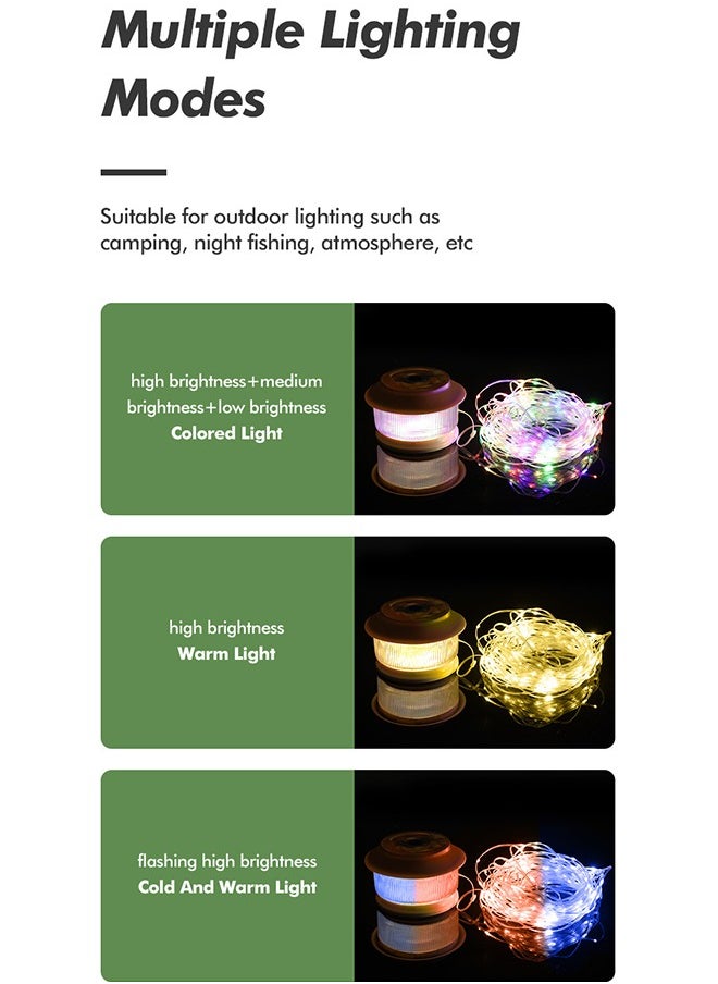 MVAQKLM  - LED Camping String Lights,20m Waterproof Outdoor Lights with 5 Lighting Modes,Rechargeable 3000mAh USB-C charging,2 in 1 Portable String Lights for Yard, Garden, Camping, Party - Image 1