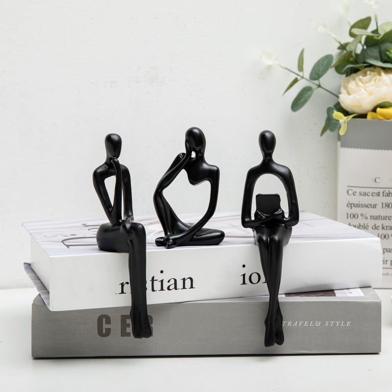 Prettidecor تمثال المفكر من بريتيديكور يضفي لمسة جمالية على ديكور المنزل، منحوتات المفكر لتزيين المكاتب، ديكور عصري تجريدي يوضع على الرف أو الطاولة أو المكتب، مناسب لغرفة المعيشة أو المكتب أو غرفة النوم - Image 1
