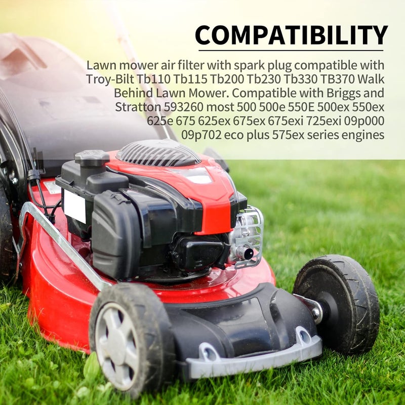 Tecreddy Air Filter and Spark Plug Set for Troy-Bilt Lawn Mowers - Image 4