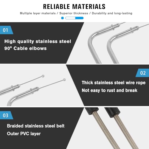 CHIFUN Motorcycle Throttle Idle Cable Braided Wire Kit Compatible with Harley Touring Dyna Softail Sportster XL 883 1200 Fat Boy Heritage Road King, Stainless Steel 51" Long Throttle Gas Cable - Image 3