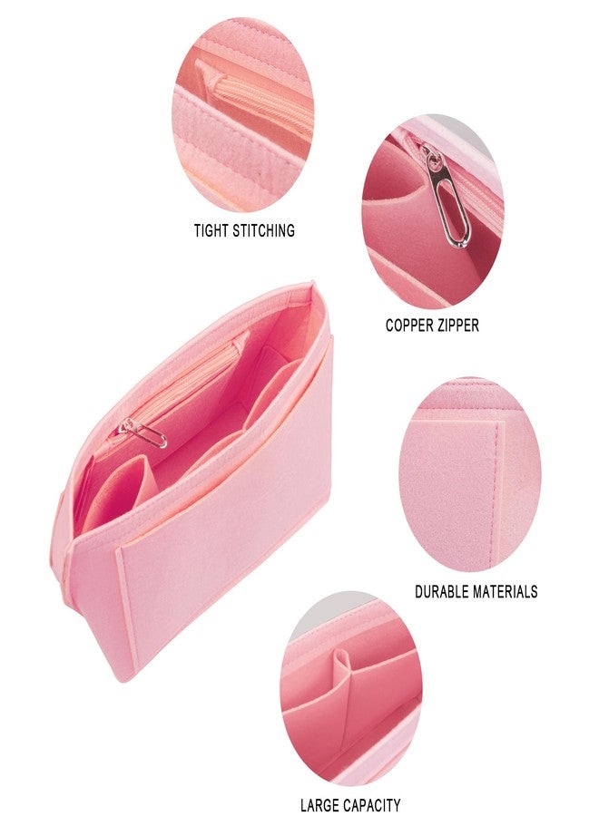 Vercord Purse Insert Organizers Felt Handbag Organizer Bag in Bag for Nylon Tote Pink Large - Image 4