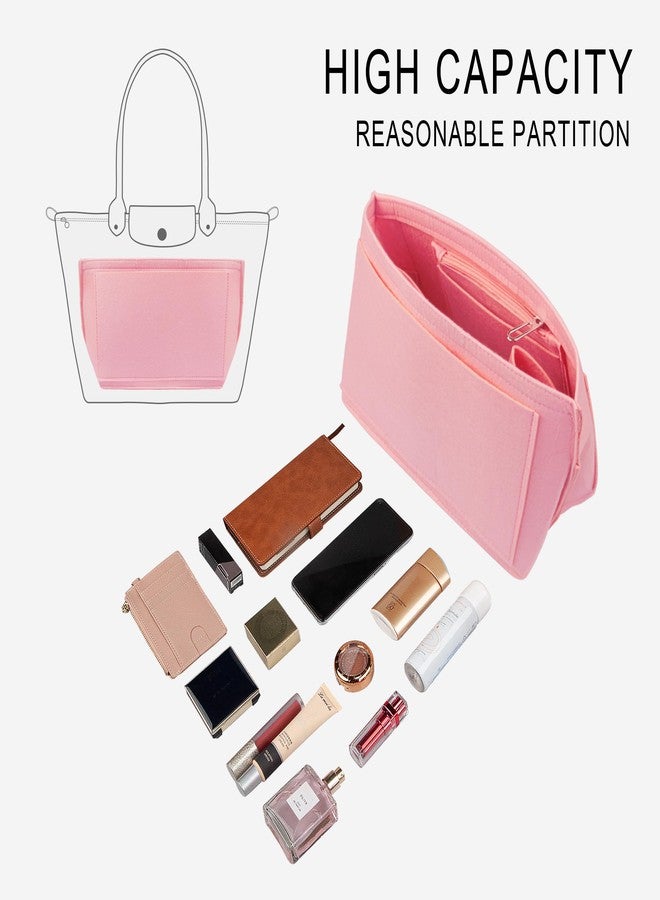 Vercord Purse Insert Organizers Felt Handbag Organizer Bag in Bag for Nylon Tote Pink Large - Image 5