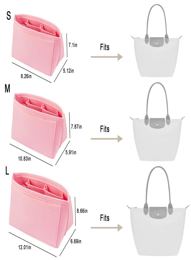 Vercord Purse Insert Organizers Felt Handbag Organizer Bag in Bag for Nylon Tote Pink Large - Image 3