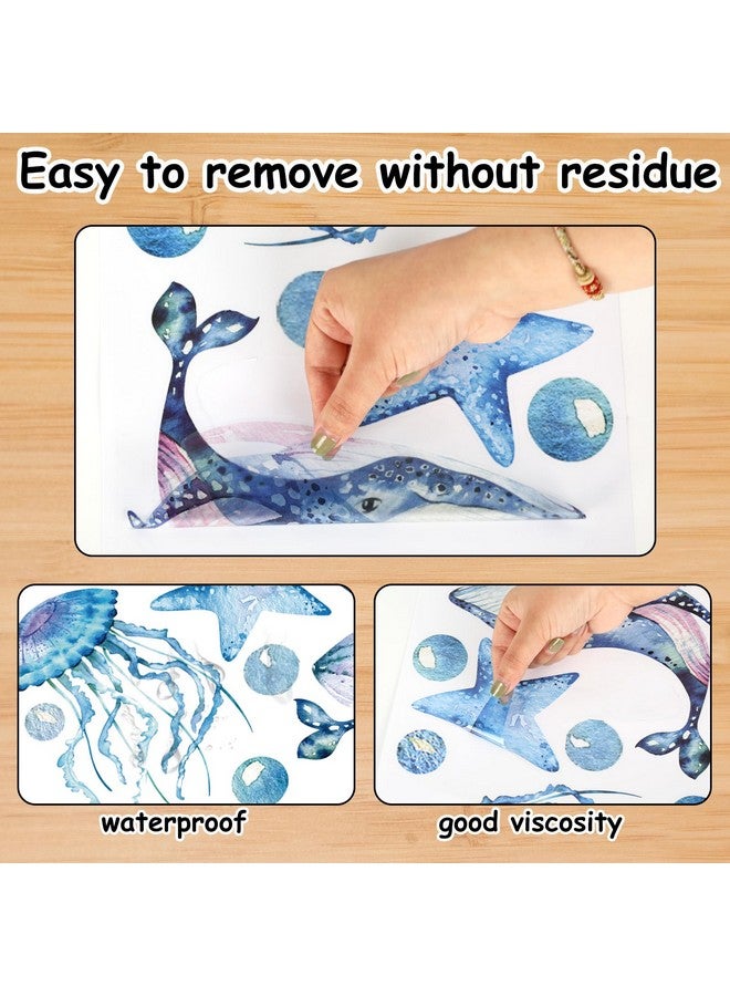 JarThenaAMCS 4 Sheet Ocean Wall Decals Under The Sea Fish Inspirational Quotes Wall Stickers Waterproof Marine Animal Wall Decor for Kids Baby Nursery Bedroom Bathroom Summer Party Supplies - Image 3