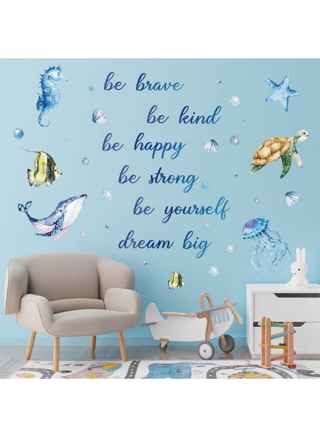 JarThenaAMCS 4 Sheet Ocean Wall Decals Under The Sea Fish Inspirational Quotes Wall Stickers Waterproof Marine Animal Wall Decor for Kids Baby Nursery Bedroom Bathroom Summer Party Supplies - Image 4