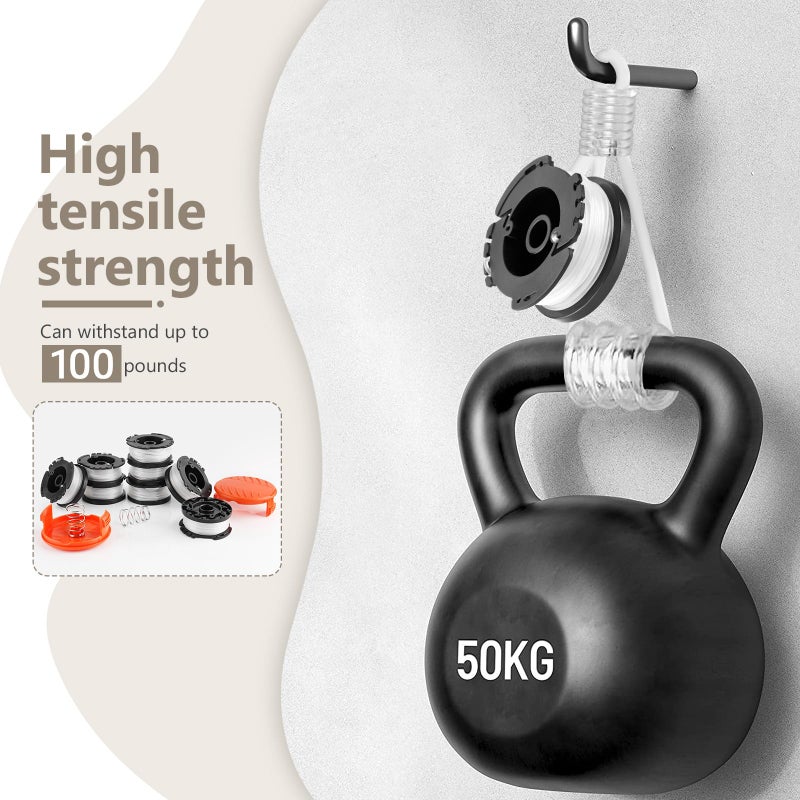 GOSDENG 10 عبوة خيط جز العشب متوافقة مع بلاك + ديكر، AF-100 0.065" خيط جز العشب إعادة تعبئة 240 قدم خيط تغذية تلقائية بديل لفائف جز العشب لبلاك & ديكر (8 لفائف + 2 غطاء + 2 زنبرك) - Image 5