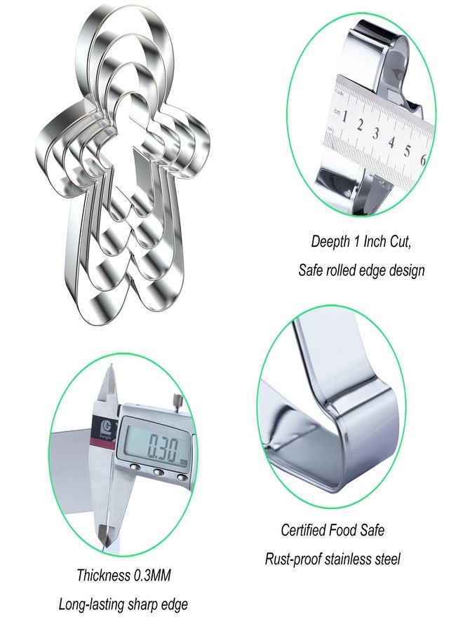 QAAQS Gingerbread Man Cookie Cutter Set - 5 inch, 4 inch, 3 inch, 2 inch - 4 Piece Christmas Gingerbread Boy Cookie Cutters Shapes Molds - Stainless Steel - Image 3