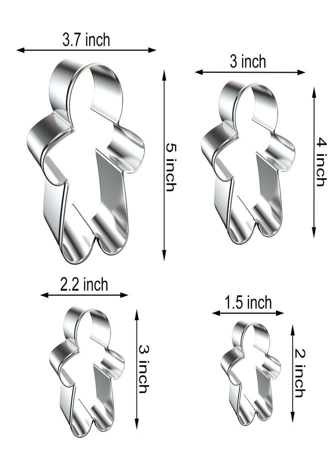 QAAQS Gingerbread Man Cookie Cutter Set - 5 inch, 4 inch, 3 inch, 2 inch - 4 Piece Christmas Gingerbread Boy Cookie Cutters Shapes Molds - Stainless Steel - Image 2