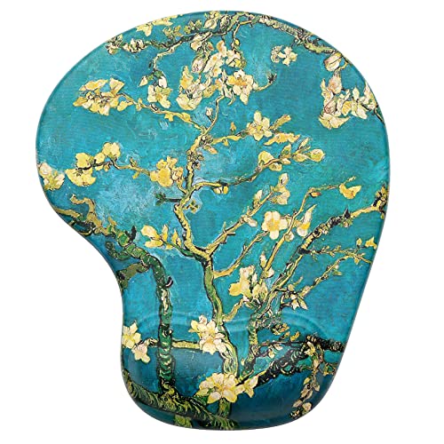 Hsurbtra Ergonomic Mouse Pad with Wrist Rest Support, Gel Mouse Pads with Non-Slip PU Base, Pain Relief Memory Foam Computer Mat, Cute Office Supplies Desk Decro Accessories, Blue - Image 1
