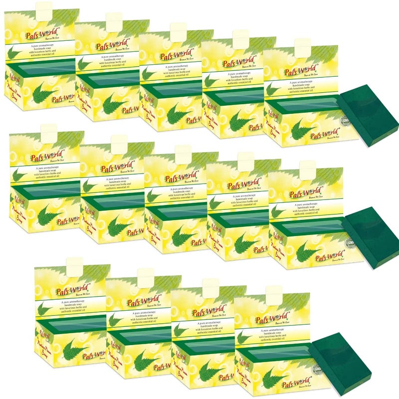 Pal's World Pals World Handmade Purifying Neem Soap For Acne Pimples And Rashes With Luxurious Herbs  Authentic Essential Oil For All Skin Types For Women Men Nature Neem Soap 75 gm Each Pack of 14 - Image 1