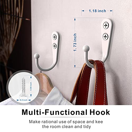 ZAYBOD 15-Pack Coat Hooks with 30 Screws | Heavy Duty Wall Mounted Hooks for Robe, Backpack, Keys & Entryway Storage | Multi-Use Hanging Hardware (White) - Image 4
