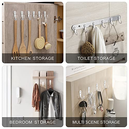 ZAYBOD 15-Pack Coat Hooks with 30 Screws | Heavy Duty Wall Mounted Hooks for Robe, Backpack, Keys & Entryway Storage | Multi-Use Hanging Hardware (White) - Image 3
