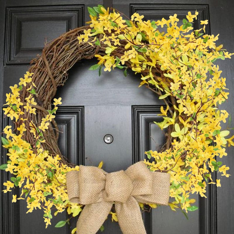 HO2NLE 4pcs 23.6ft Forsythia Garland Artificial Flower Garlands Spring Garland for Mantle Fake Hanging Flower Vines Home Wall Home Party Wedding Indoor Outdoor Bedroom Wedding Decoration - Image 4