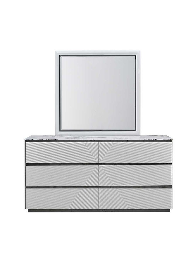 DANUBE HOME Petruci Dresser With Mirror Durable Vanity Table Dressing Makeup Desk with Storage Modern Design Bedroom Furniture L 160 x W 50 x H 180 Cm  White / Black  - Image 2
