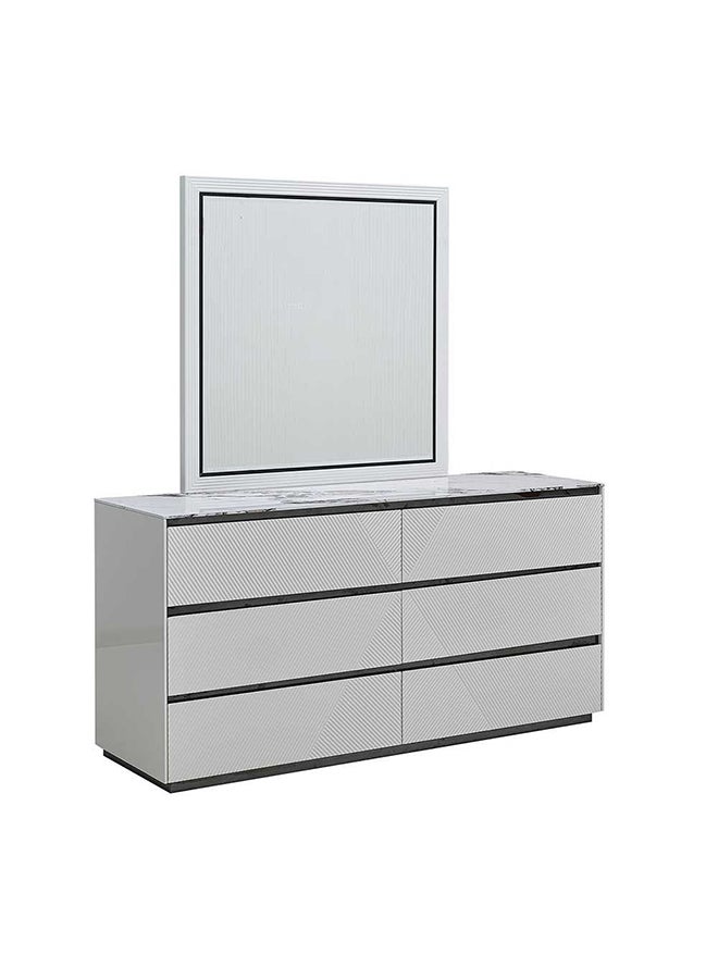 DANUBE HOME Petruci Dresser With Mirror Durable Vanity Table Dressing Makeup Desk with Storage Modern Design Bedroom Furniture L 160 x W 50 x H 180 Cm  White / Black  - Image 3