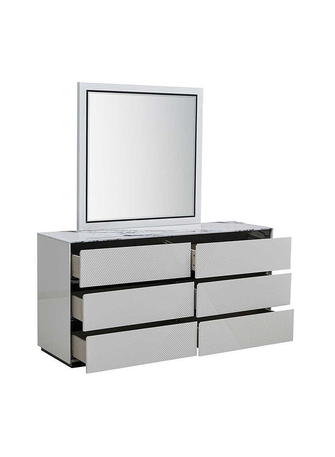 DANUBE HOME Petruci Dresser With Mirror Durable Vanity Table Dressing Makeup Desk with Storage Modern Design Bedroom Furniture L 160 x W 50 x H 180 Cm  White / Black  - Image 1