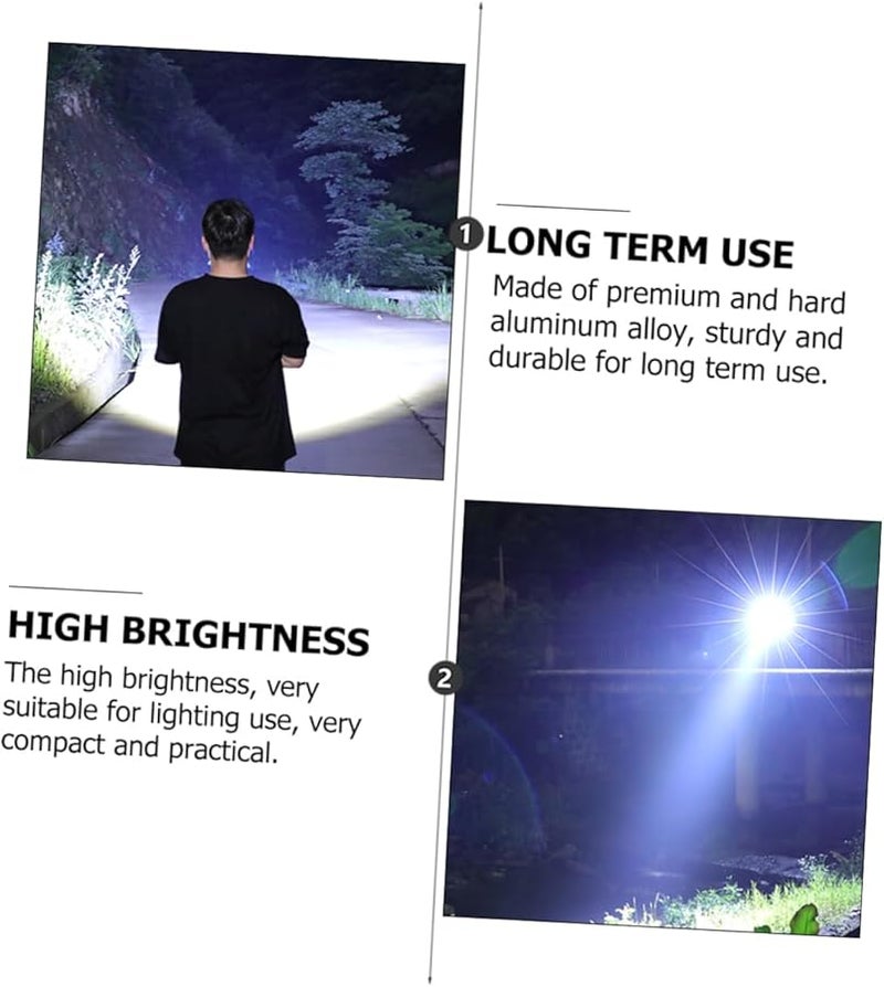 Black High Power USB Rechargeable Flashlight with Lithium Battery for Outdoor Emergency - Image 5