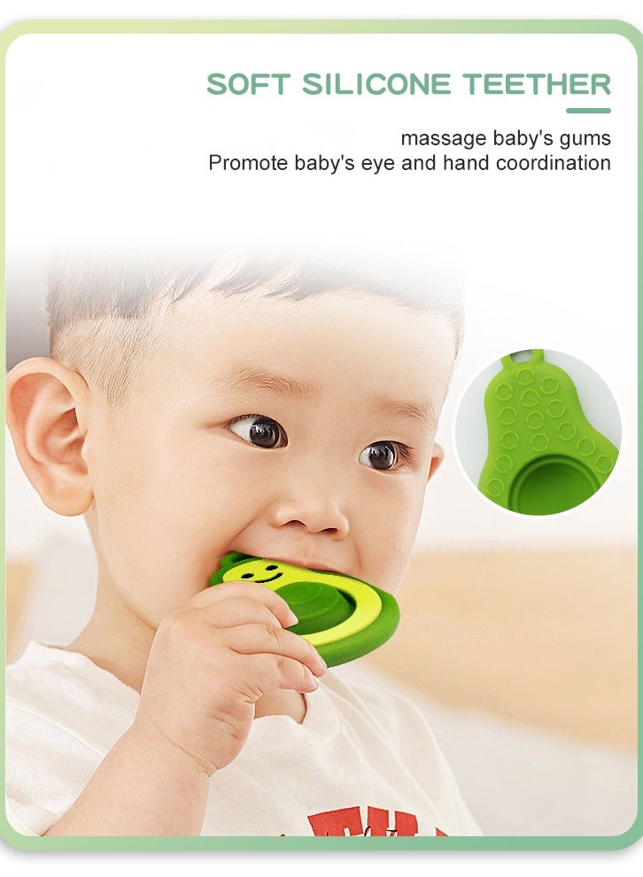 Twisoo Baby Teether - Avocado Design, BPA-Free Silicone Chewing Toy, Soft & Safe for Newborns, Cute Pacifier Chain DIY Accessory ( Yellow ) - Image 3