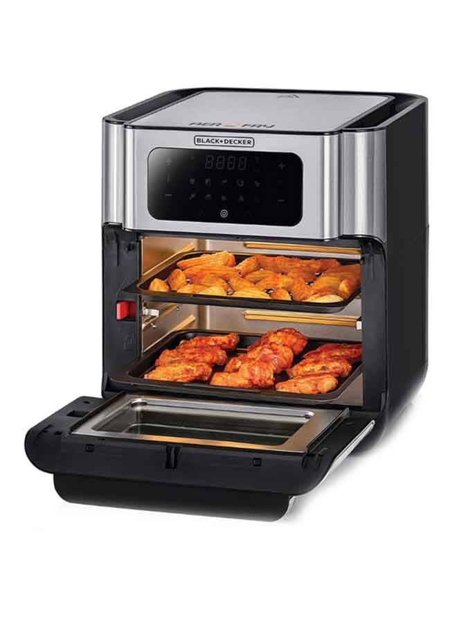 BLACK+DECKER Air Fryer Oven, Rapid Air Convection Technology, Digital Temperature Control, 90-Minute Timer, 10 Pre-Set Modes, Family-Sized Capacity, Oil-Free Cooking, 12 L 1500 W AOF100-B5 Silver - Image 2