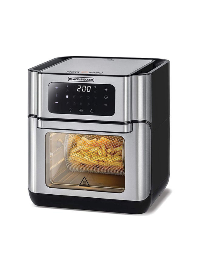 BLACK+DECKER Air Fryer Oven, Rapid Air Convection Technology, Digital Temperature Control, 90-Minute Timer, 10 Pre-Set Modes, Family-Sized Capacity, Oil-Free Cooking, 12 L 1500 W AOF100-B5 Silver - Image 1