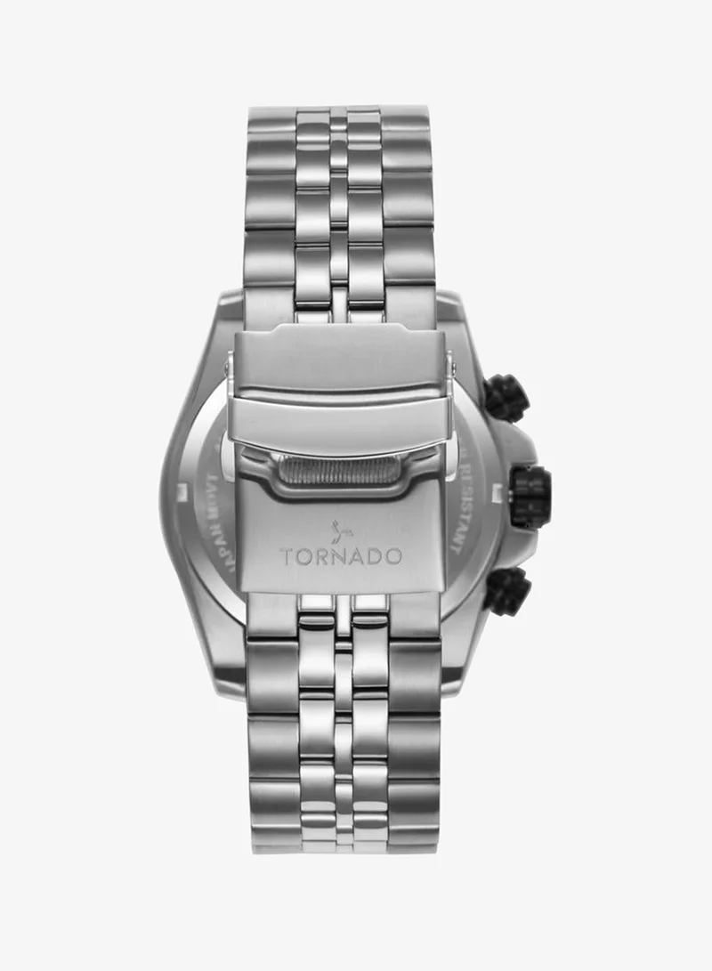 Tornado White Men's Solid stainless steel with Polished outer links and brushed center links. Chronograph Watch T3149B-YBSW - 46mm mm for Men | Best Price UAE