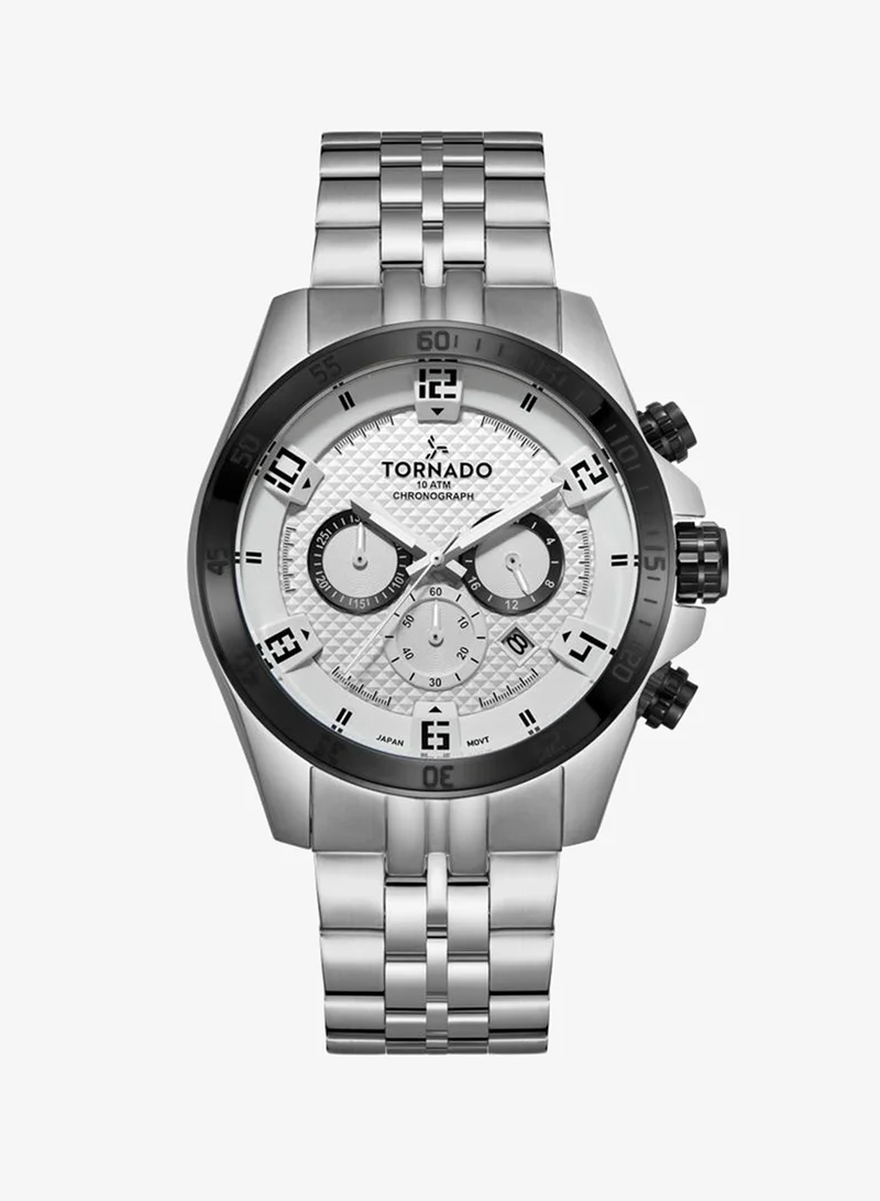 TORNADO Men's Solid stainless steel with Polished outer links and brushed center links. Chronograph Watch T3149B-YBSW - 46mm mm