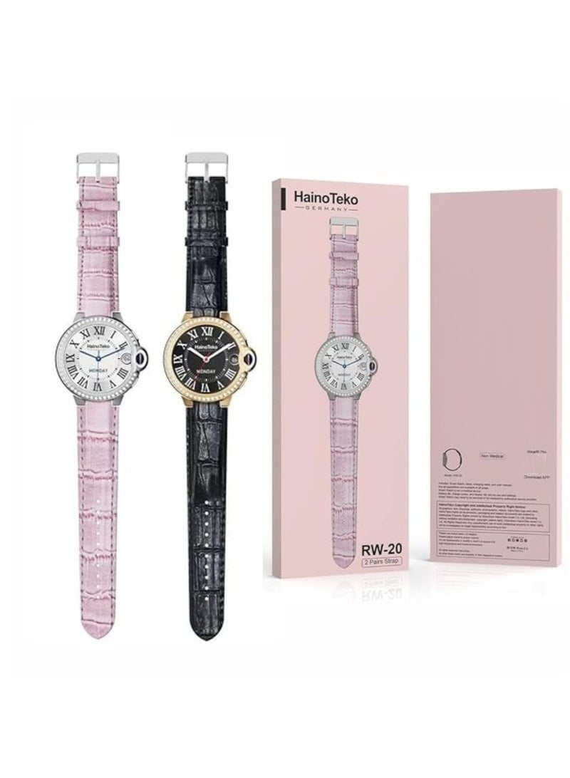 Haino Teko Women’s Smartwatch in Elegant Pink with 2 Stylish Strap Sets, HD Full Touch Display, Bluetooth Calling, Heart Rate & Sleep Monitoring, Step Counter, Smart Notifications, Long Battery Life – Perfect for Girls & Women, Gift-Ready Package - Image 1