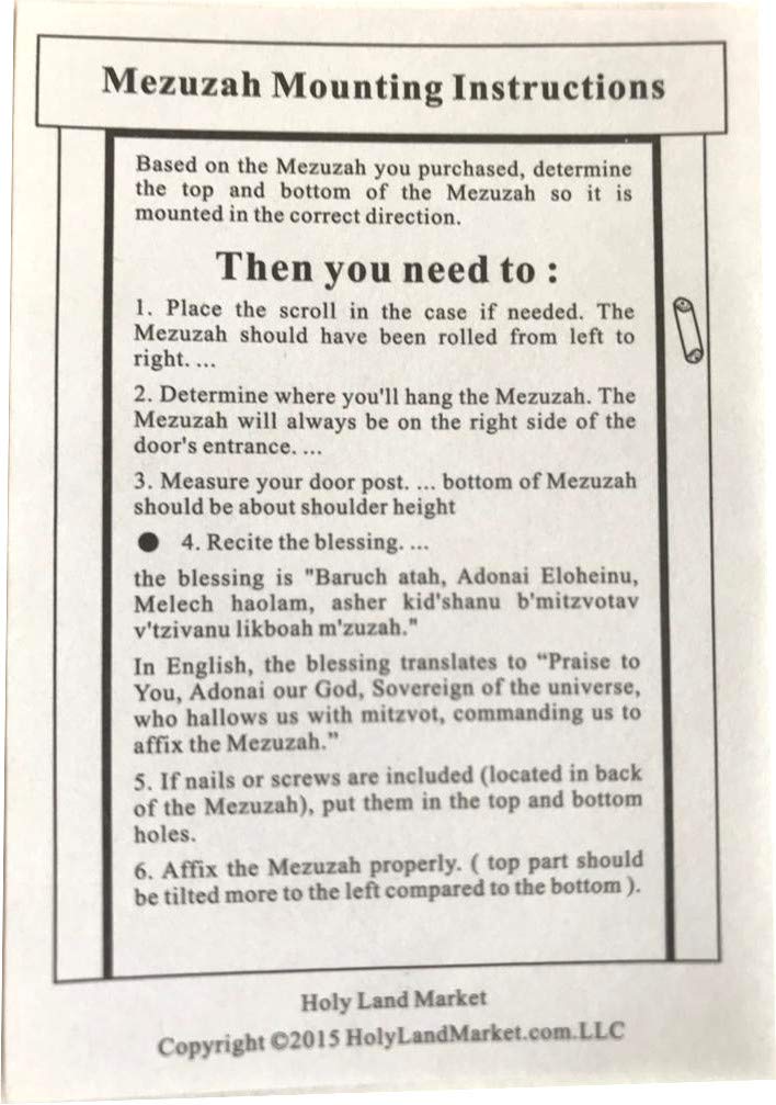 Holy Land Market Shema Metal Blessing Mezuzah - Bronze, English/Hebrew House Blessing, Brass Mezuzah with Shema Inscription, Door Mount - Image 5