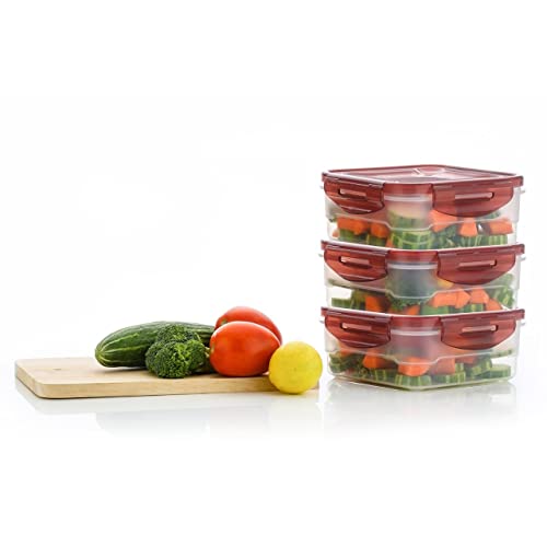 Angelware Plastic Air Tight Modular Fridge Storage Containers for Snacks Food Storage Boxes, Microwave Safe, Freezer Safe, BPA Free (3 pieces, 800ml) - Image 1