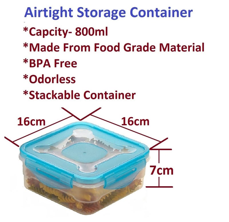 Angelware Plastic Air Tight Modular Fridge Storage Containers for Snacks Food Storage Boxes, Microwave Safe, Freezer Safe, BPA Free (3 pieces, 800ml) - Image 5
