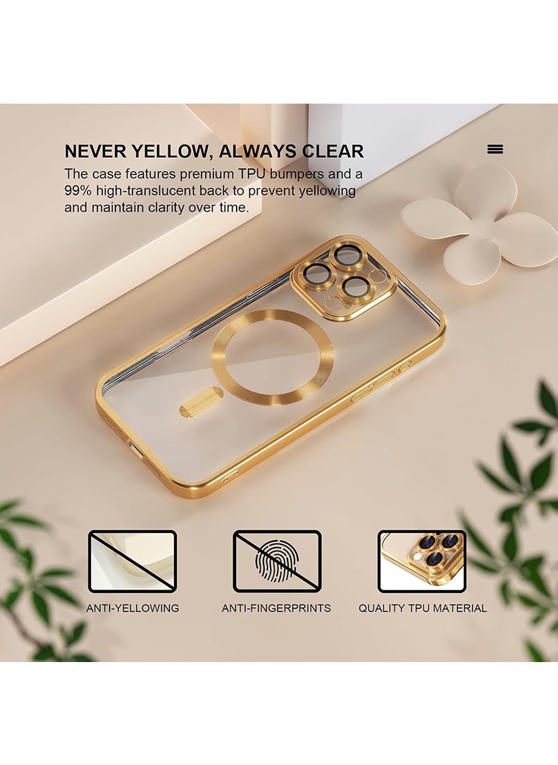 Theodor - Premium Soft Clear Case for iPhone 15 Pro Max Camera Lens Full Protection, Compatible with MagSafe Wireless Charging, Shockproof TPU Phone Cover iPhone 15 Pro Max 6.7 Inch 2023 -Desert Titanium - Image 1