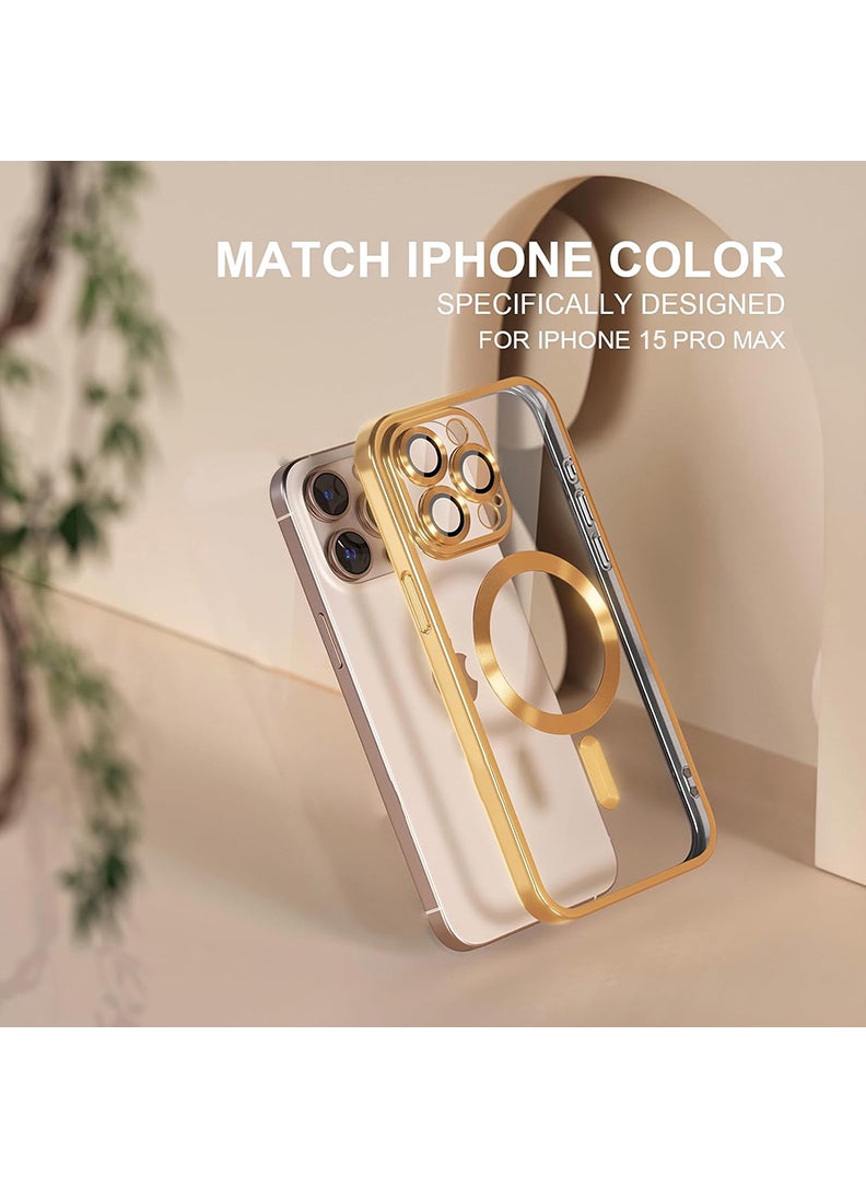 Theodor - Premium Soft Clear Case for iPhone 15 Pro Max Camera Lens Full Protection, Compatible with MagSafe Wireless Charging, Shockproof TPU Phone Cover iPhone 15 Pro Max 6.7 Inch 2023 -Desert Titanium - Image 1