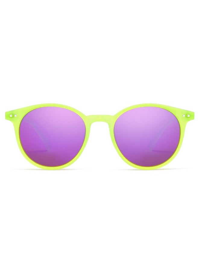 Sojos Tr90 Polarized Small Round Sunglasses For Women Men Vintage Style Uv400 Lens Sjtr2113,Neon Green/Purple  - Image 2