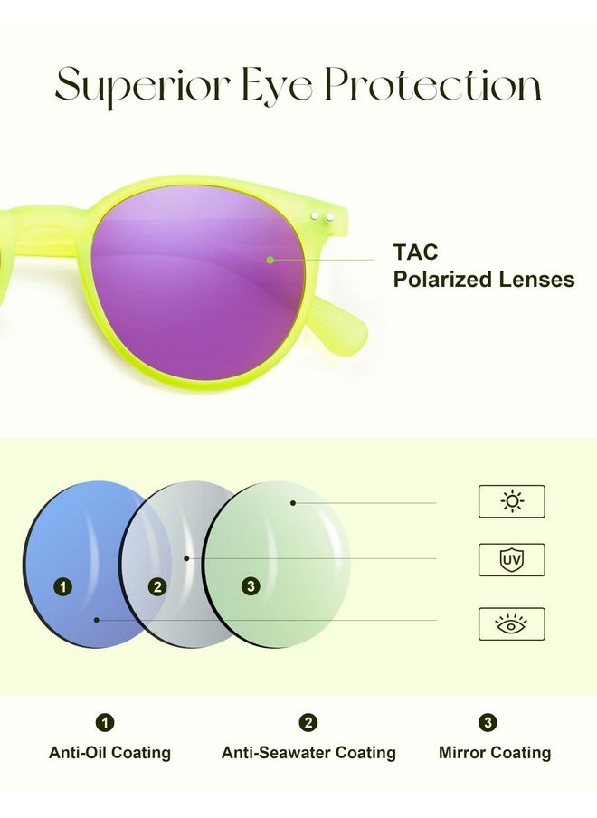 Sojos Tr90 Polarized Small Round Sunglasses For Women Men Vintage Style Uv400 Lens Sjtr2113,Neon Green/Purple  - Image 4