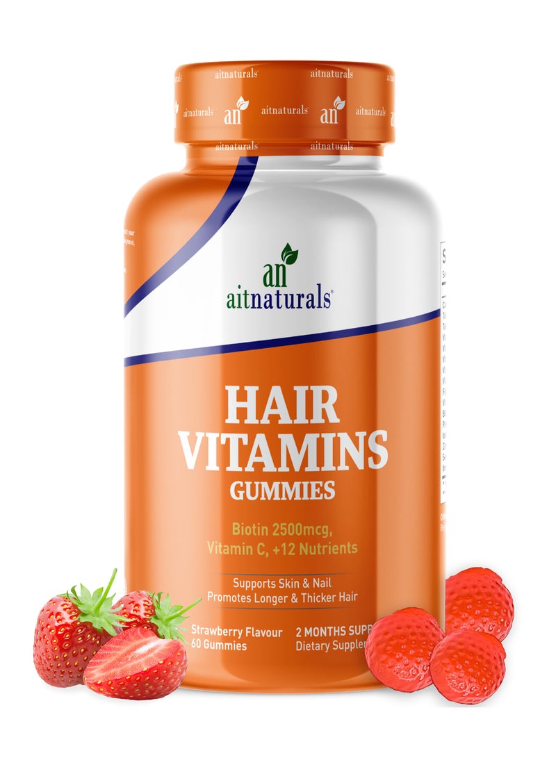 ايه آي تي ناتشورالز فيتامينات الشعر - بنكهة الفراولة (60 قطعة) - Image 1