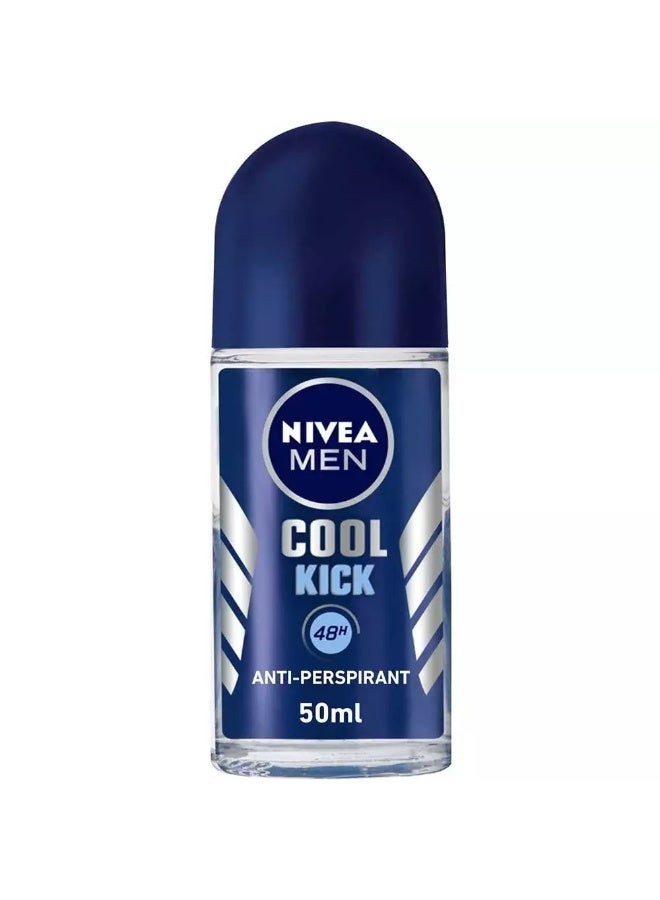 NIVEA MEN Cool Kick Roll On, Deodorant for Men, Fresh Scent, Roll-on 50ml