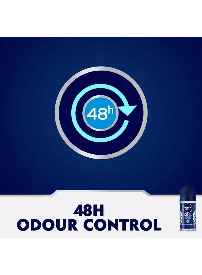 NIVEA MEN Cool Kick Roll On, Deodorant for Men, Fresh Scent, Roll-on 50ml - Image 5