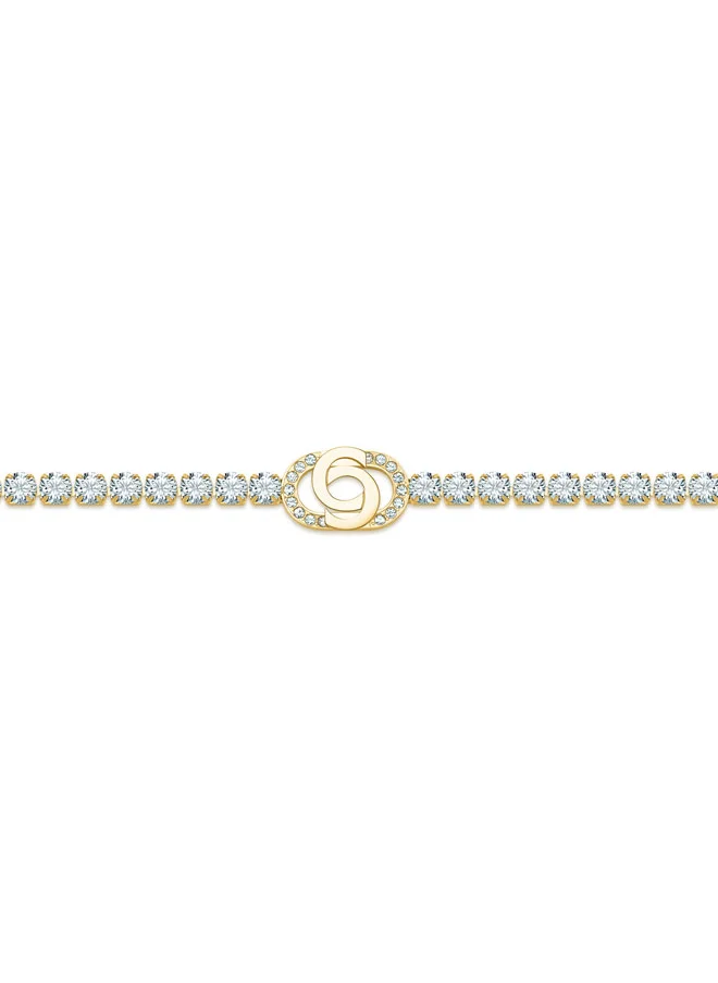 CERRUTI 1881 Cerruti 1881 Claudia Gold-Plated Double 'C' Interlocked Charm Bracelet for Women