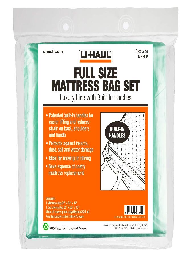U-Haul U-Haul Deluxe Queen Mattress and Box Spring Bag Set - Moving and Storage Protection Cover - 2.25 Mil - Includes 1 Mattress Bag, 1 Box Spring Bag  - Image 2