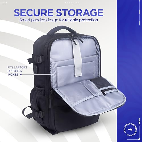 Acer Estilo Premium 15.6 Inch Black Color Backpack I Water Resistent Polyester I Expandable, 2 Zipper Front Pocket, 2 More Compartment for Laptop and Other Accessories I USB Charging I Strolley Strap - Image 5