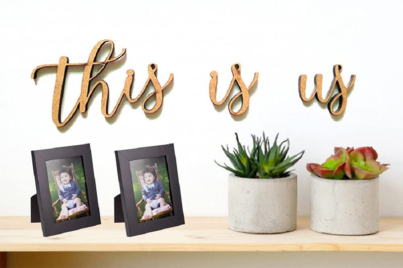 300Sparkles THIS IS US Cutout Home Room Party Wall Decoration Wall Art ArtCrafts Cutout BROWN 10 X 3 INCH - Image 1